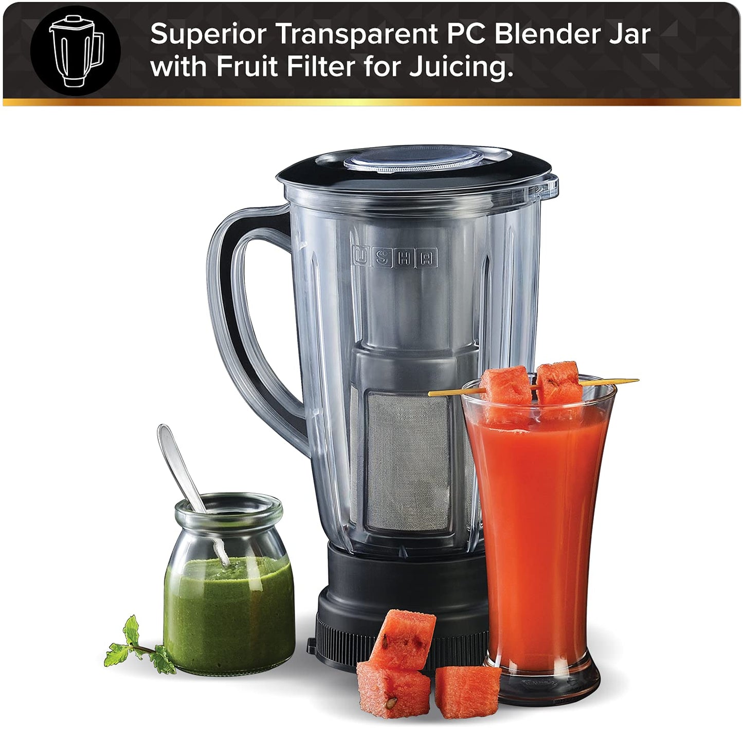 Usha Maximus Plus 800-Watt Copper Motor Mixer Grinder with 4 Jars and 5 Years Motor Warranty(Black & Stainless steel)