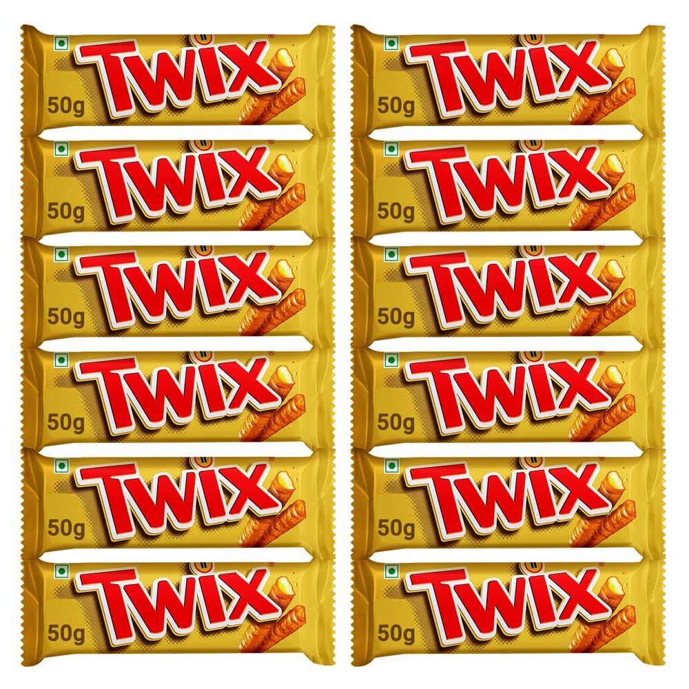12x Twix Caramel Cookie Chocolate Bar, Pack of 12 - 50g each