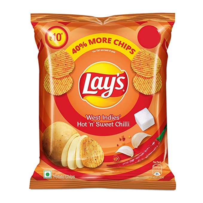 50x Lay's Potato Chips, Hot 'n' Sweet Chili Pouch, 25g each (Pack of 50)