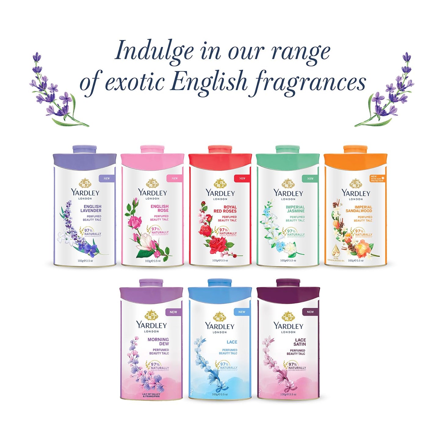 4x Yardley London Imperial Jasmine Perfumed Talc| Fragrant Beauty Talc for Women| Smooth Texture| 250g - Pack of 4