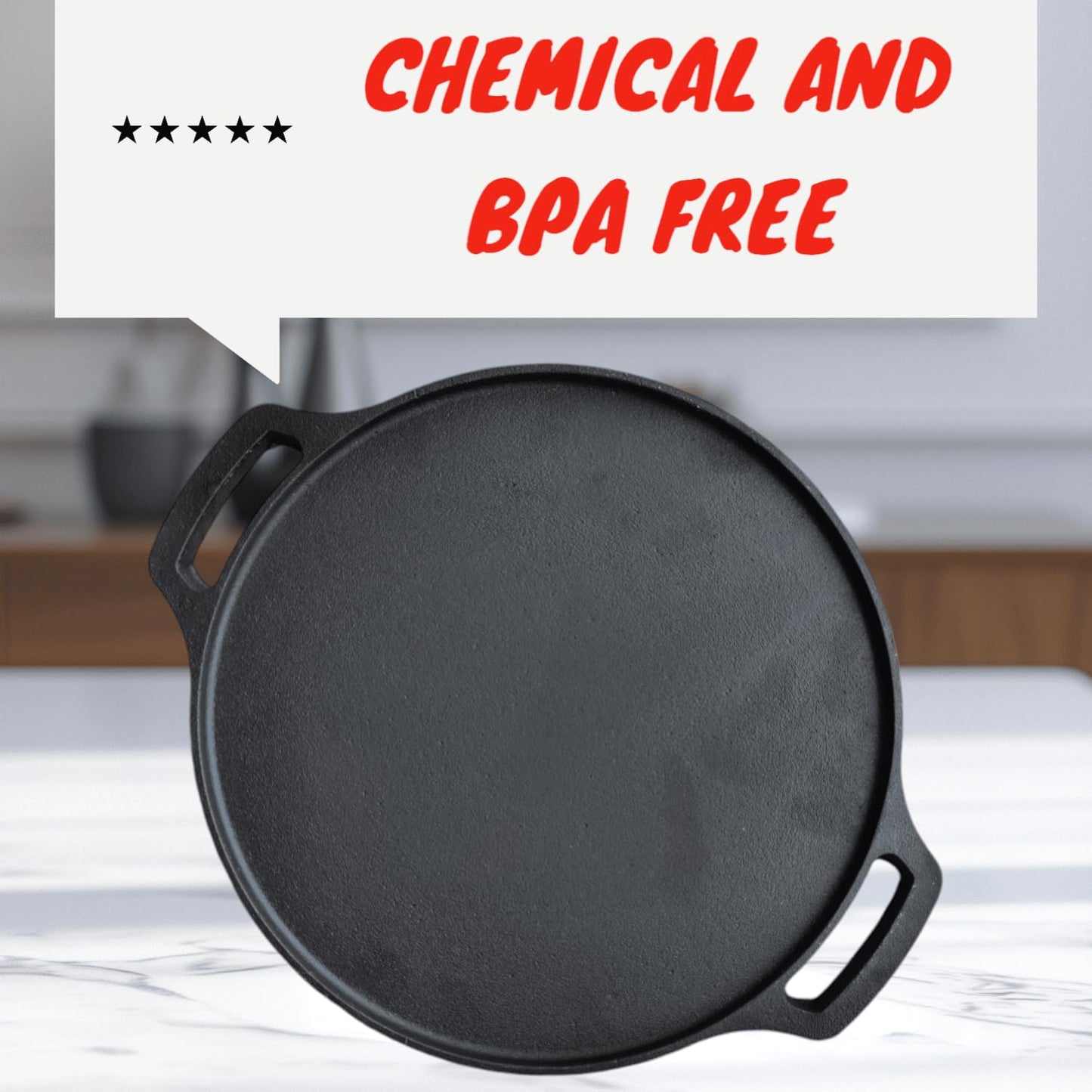 TRUSTARA Pre-Seasoned Cast Iron Tawa for Dosa/Chapathi/Roti | 29 cm, 2.7kg| Gas & Induction Stove-Friendly | Non-Stick, Pre-Seasoned Tawa, Long Lasting & Toxin-Free, No Chemical Coating, Black -A7