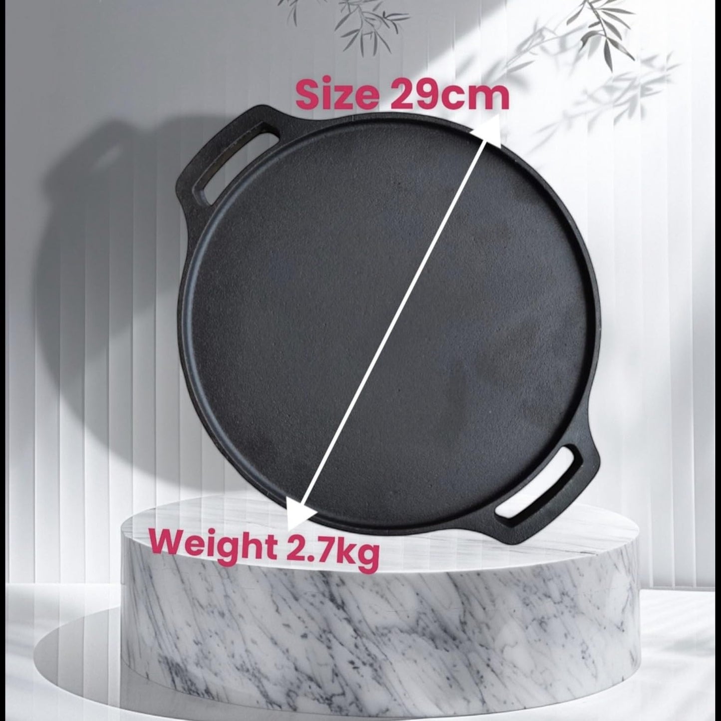 TRUSTARA Pre-Seasoned Cast Iron Tawa for Dosa/Chapathi/Roti | 29 cm, 2.7kg| Gas & Induction Stove-Friendly | Non-Stick, Pre-Seasoned Tawa, Long Lasting & Toxin-Free, No Chemical Coating, Black -A7