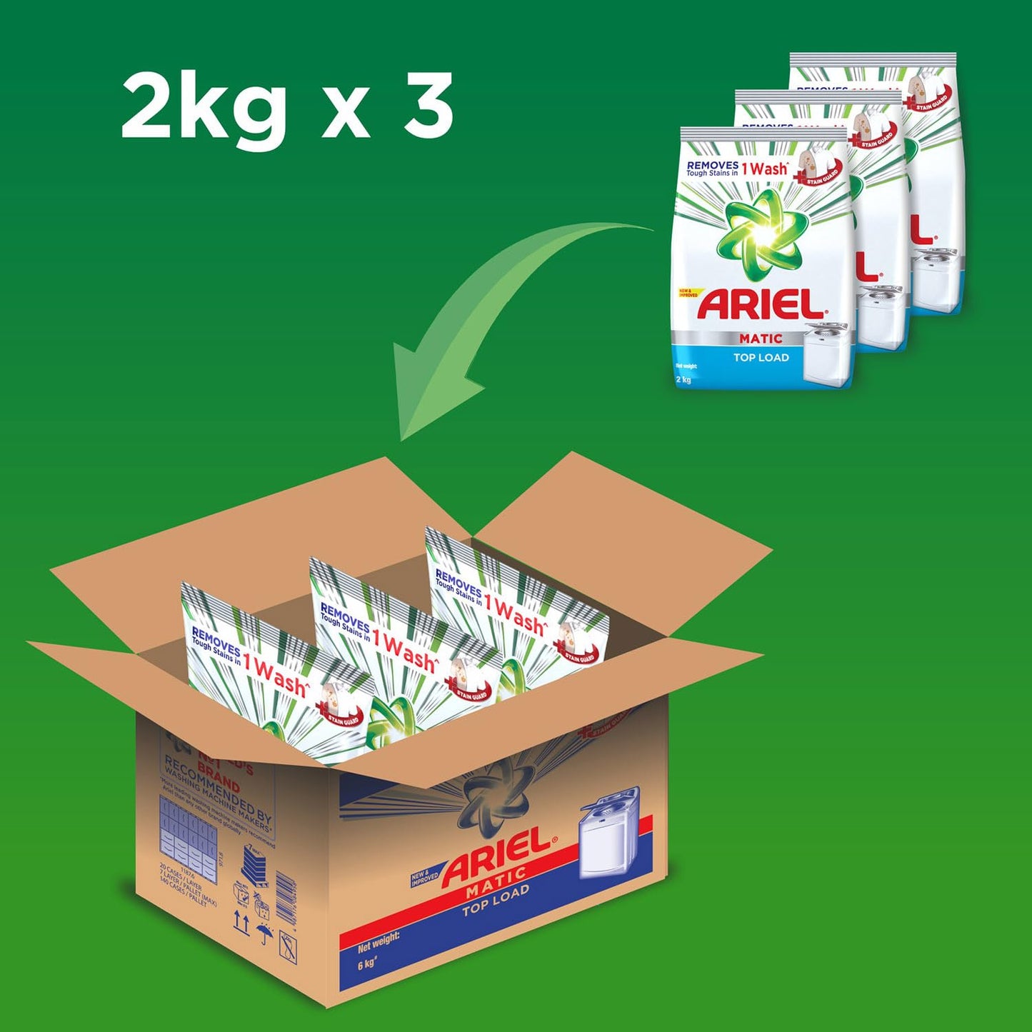 Ariel Matic Top Load Detergent Washing Powder – 4 Kg+2 KG free