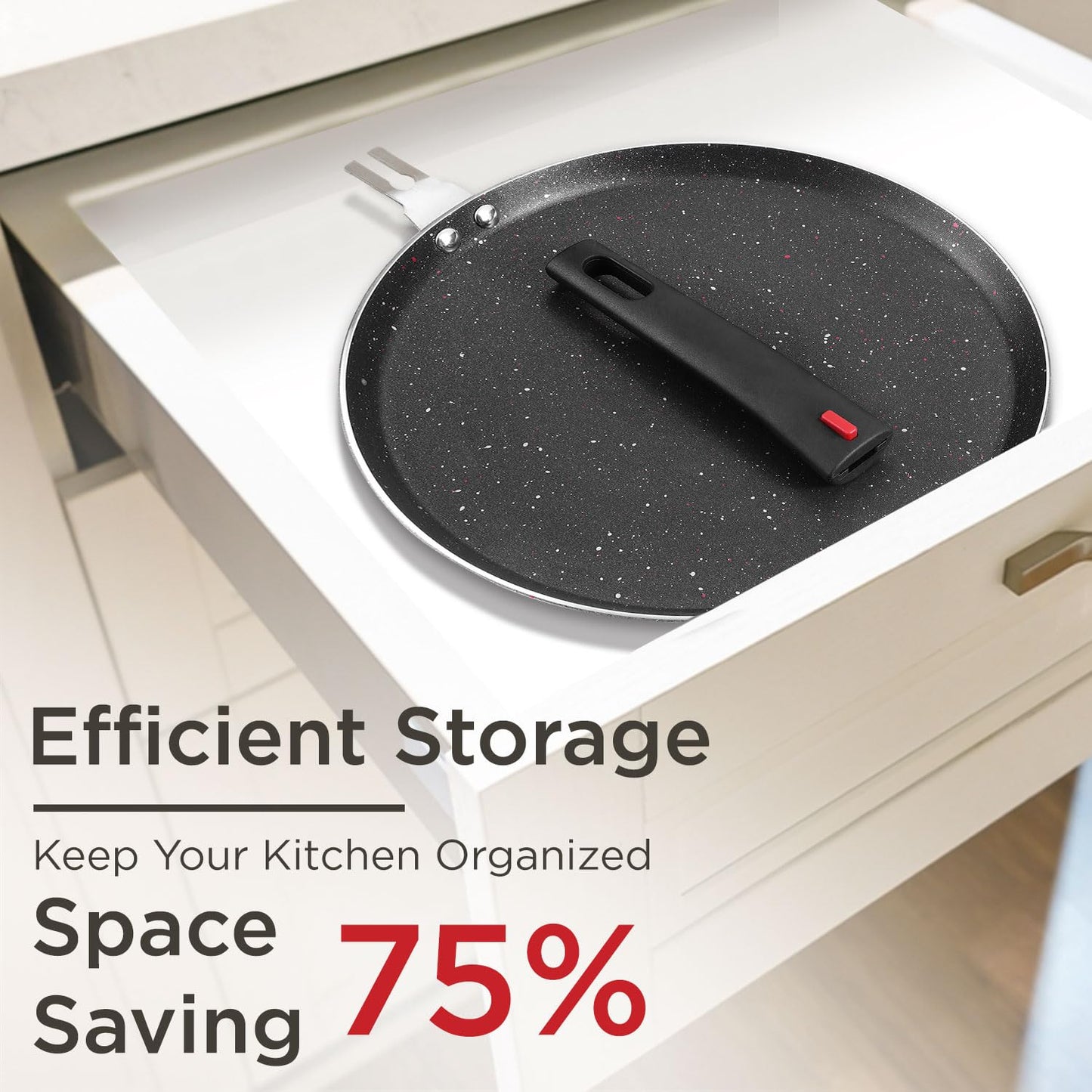 Vinod Popular Aluminium Non Stick Dosa Tawa with Detachable, Removeable Handles - 28 cm / 3 mm Thick/Compact Storage/Toxin Free/Long Lasting/Induction Base - 2 Year Warranty