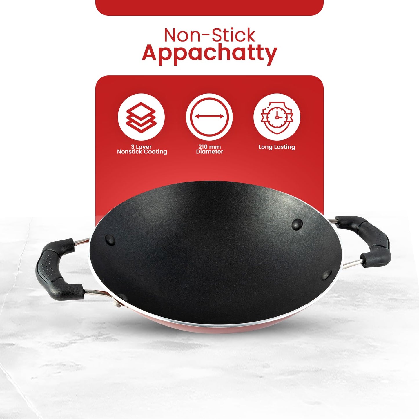 Blueberry's Appam Pan with Lid - High Grade Non Stick Coating Appam Maker/Appam Chatty/Appachatti with 6 Months Warranty