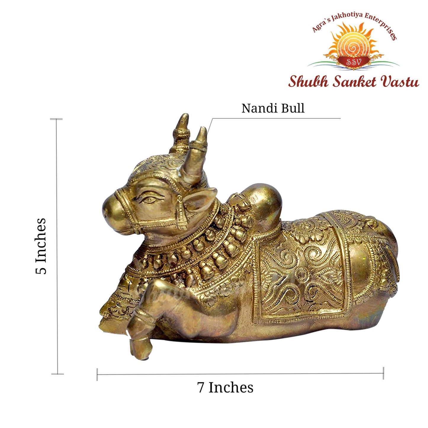 Shubh Sanket Vastu Brass Nandi Bull 7 x 5 inches
