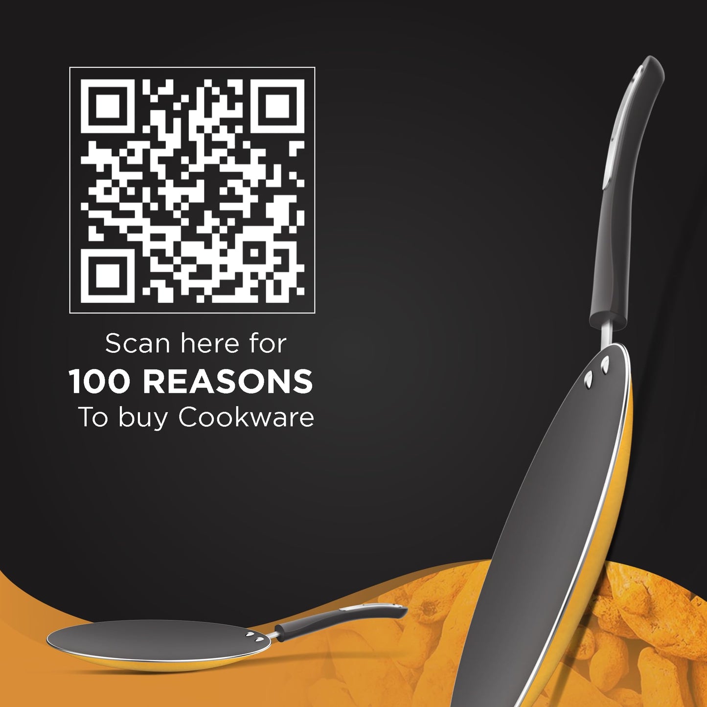 Preethi Dura Collection Non Stick Concave Tawa, 28 cm, Gas & Induction Compatible, 5 Star Non Stick Effect, Turmeric Yellow