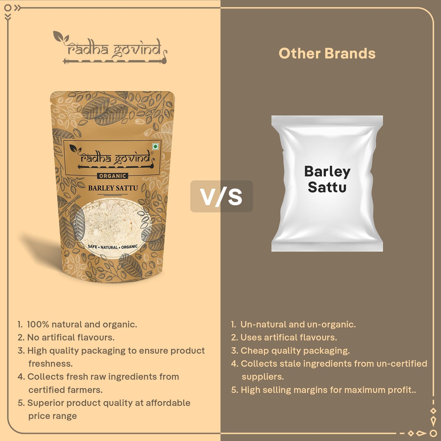 Radha Govind Organic Jau Sattu Flour | Fiber-Rich Sattu, 1000 Gram