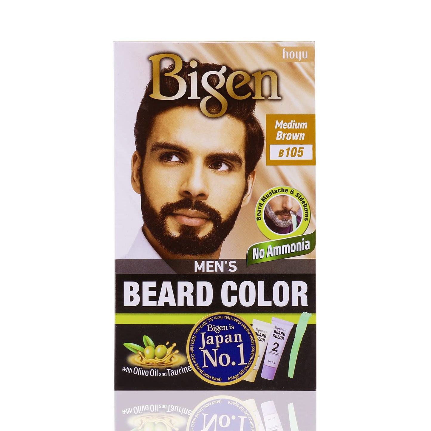 Bigen Men's Beard Color Medium Brown - B105 (Pack of 2)