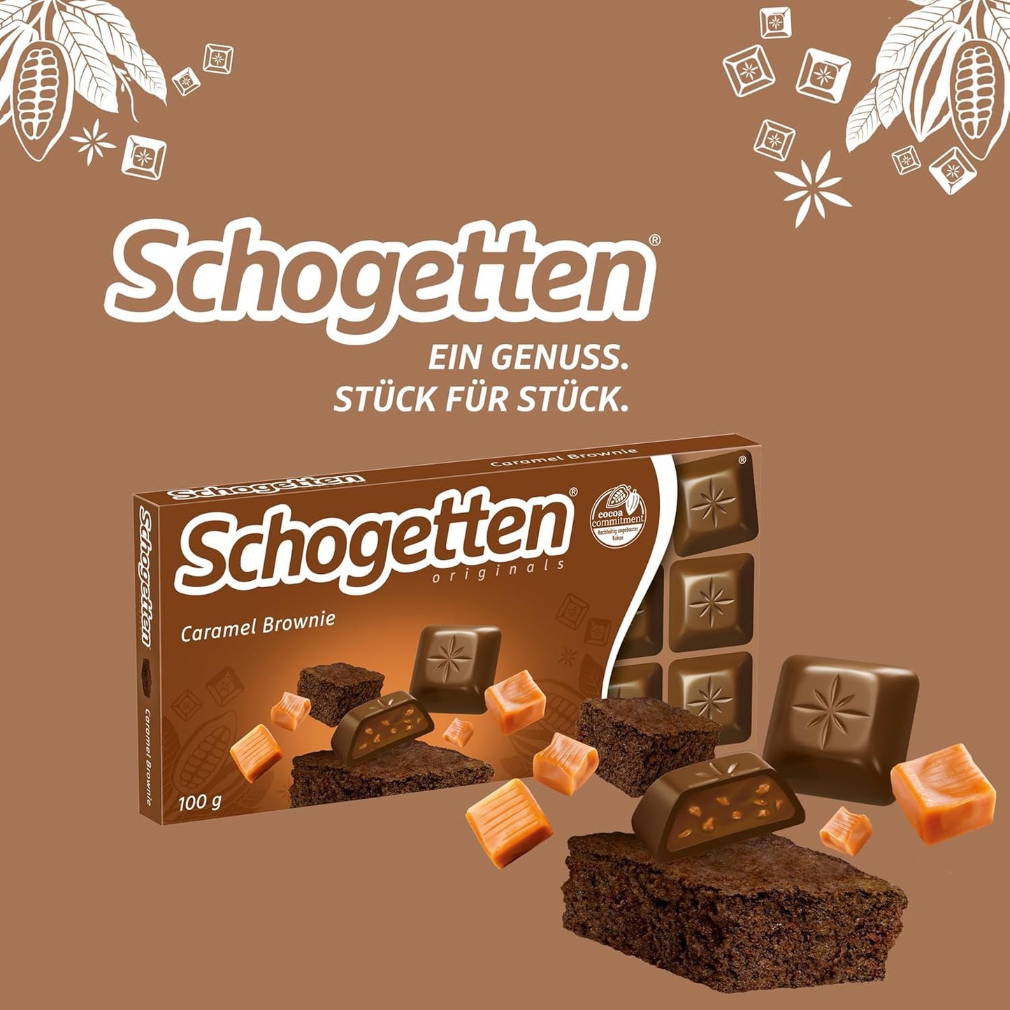 Schogetten Caramel Brownie Chocolate Bar, Practically Individually 100g (Imported)