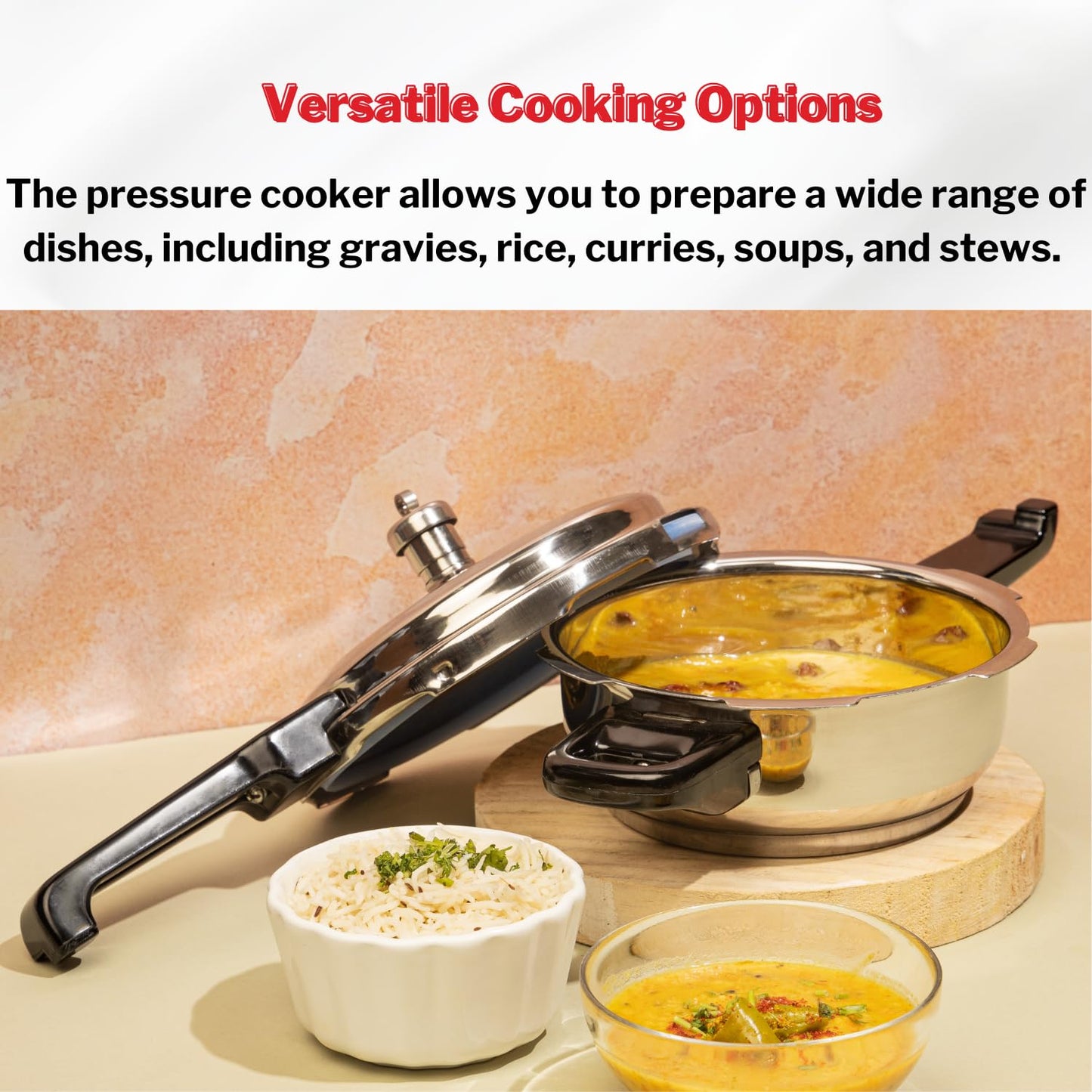 Vinod 18/8 Stainless Steel Pressure Cooker Outer Lid 3 Litre | Unique Sandwich Bottom Cooker | Induction and Gas Base | ISI and CE certified | 2 Years Warranty