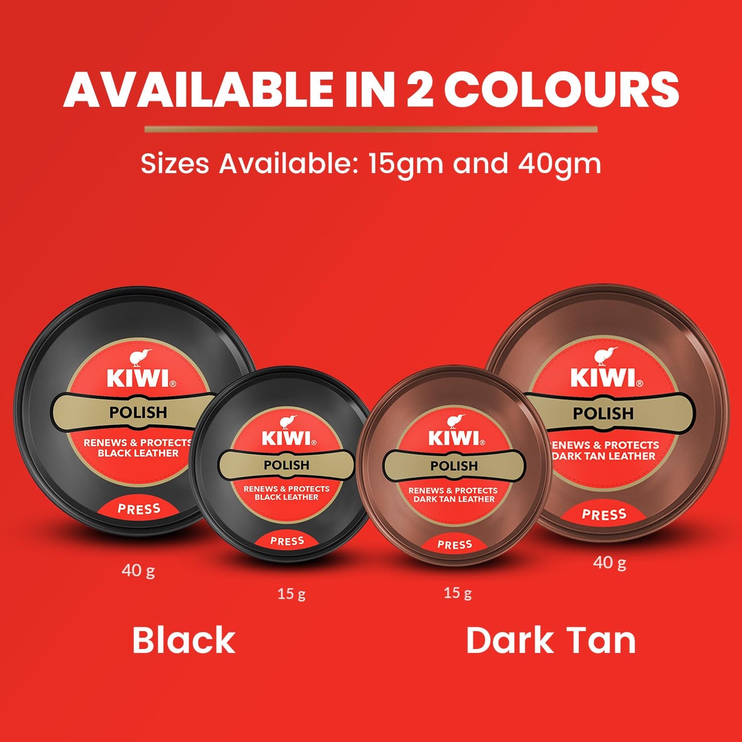 4x Kiwi Wax Shoe Polish | Renews and Protects Leather | For Black Leather (40 gm)  each - Pack of 4