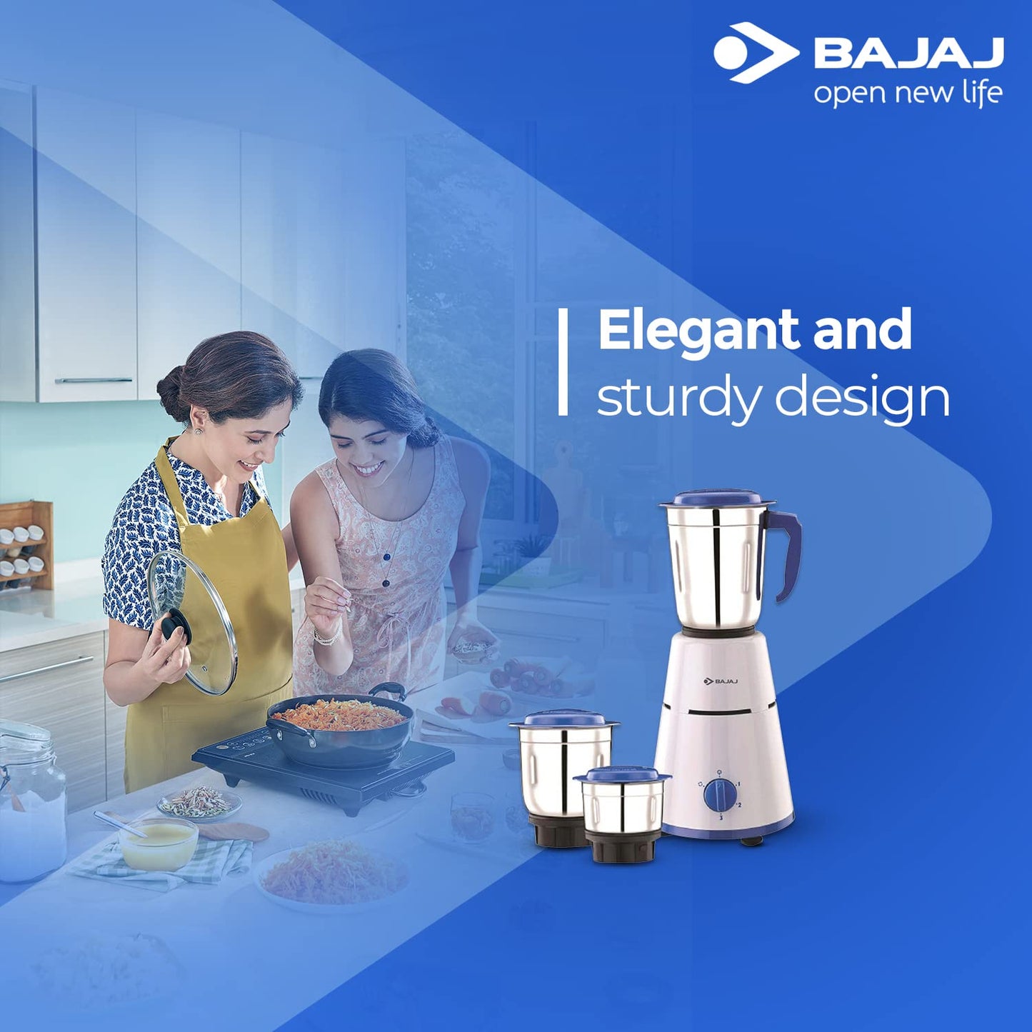Bajaj Pluto Mixer Grinder 500W |Mixie For Kitchen With Nutri-Pro Feature|3- Speed Control|Motor Overload Protection|Rust Resistant|Stainless Steel Blades |1 year Warranty By Bajaj|White