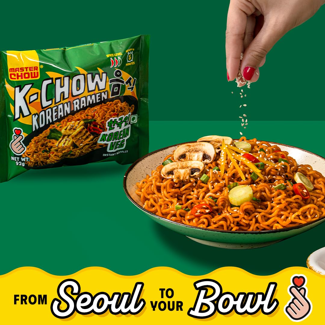 25x Masterchow K-chow Korean Veg Instant Ramen Noodles - 92g each  - Pack of 25