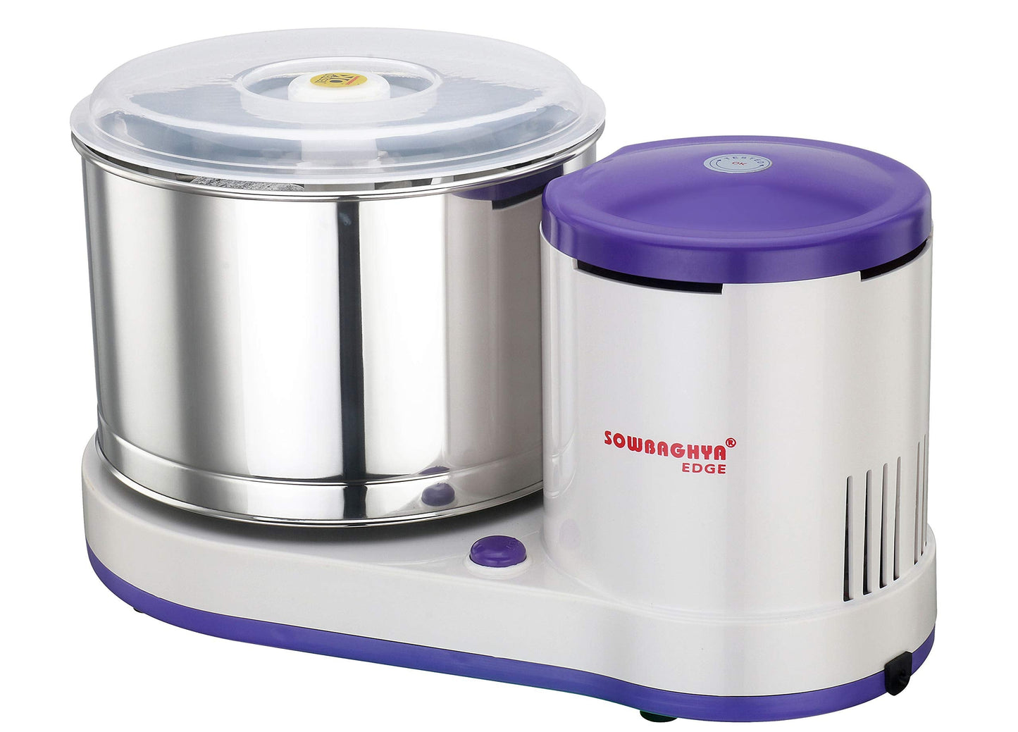 SOWBAGHYA Edge Wet Grinder 2 Litre -Blue Voilet Tabletop Design, Stainless Steel Drum, Compact & Silent - Powerful Motor, Idli Dosa Batter Machine for Home, 2 Yr Warranty, 1440 RPM