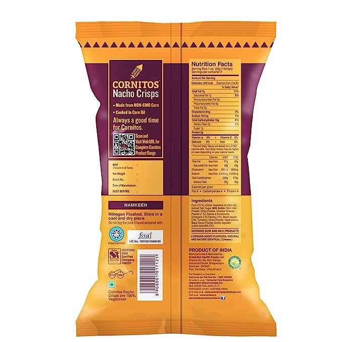 50x Cornitos Nachos Crisps, Cheese and Herbs, Pack of 50 - 55g each