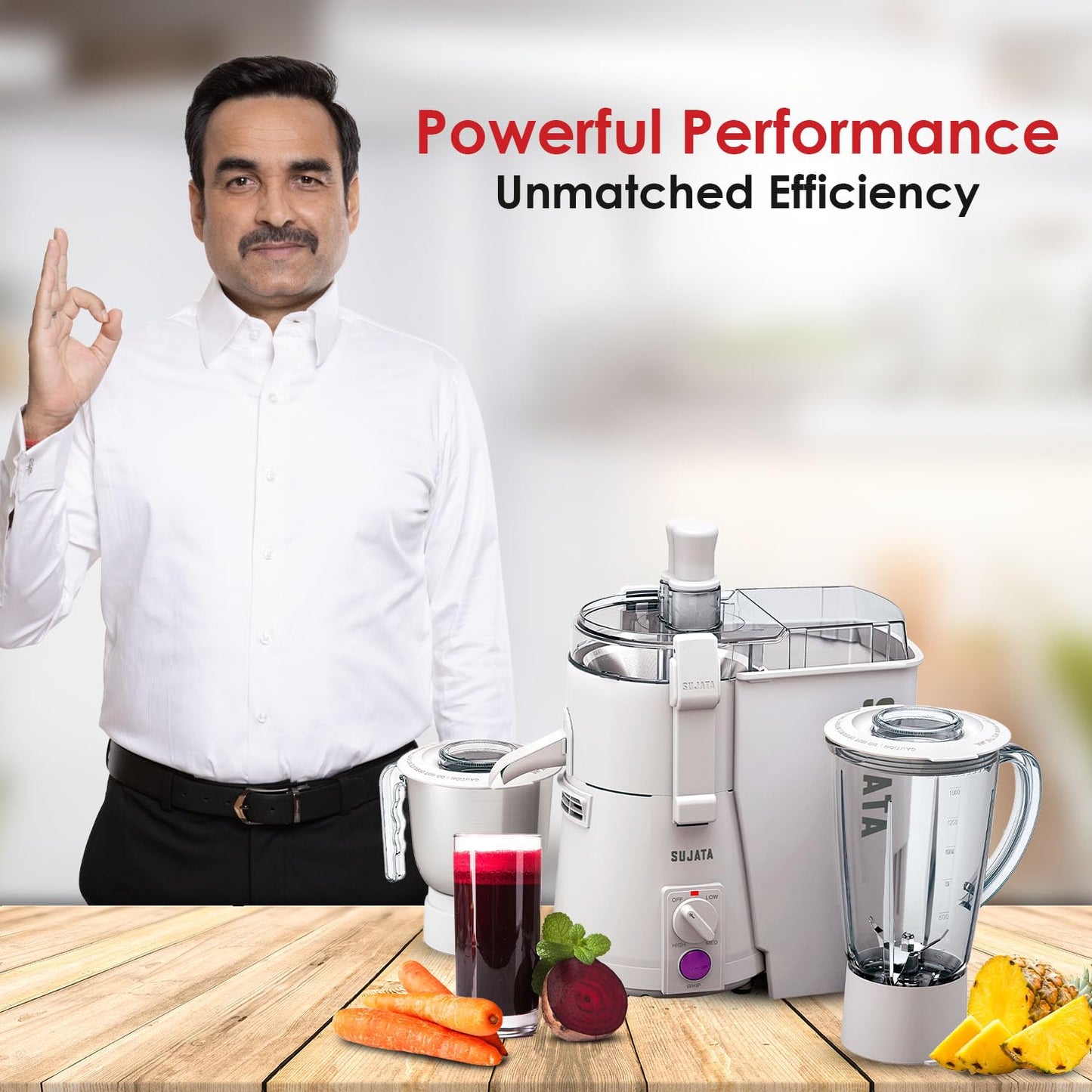 Sujata KI-28012 900-Watt Juicer Mixer Grinder with 2 Jars (White)