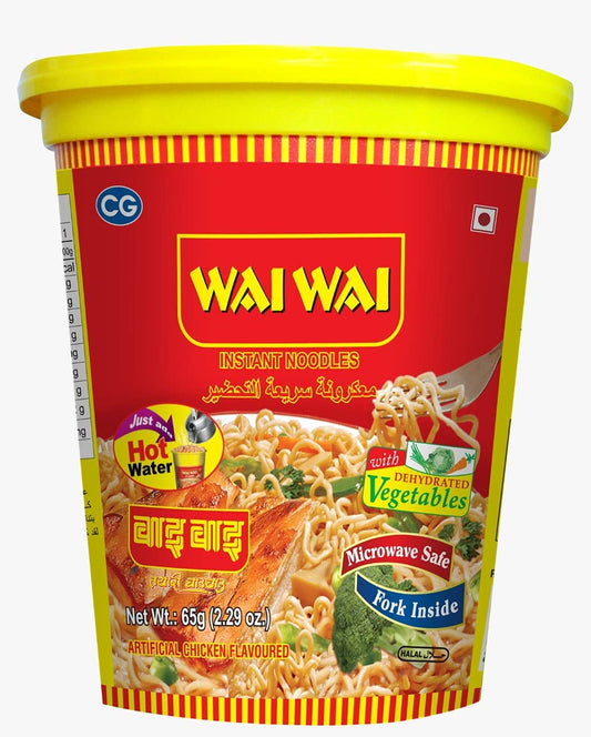 50x Wai Wai Cup Noodles Chicken Flavour, Pack of 50 (65 g each)