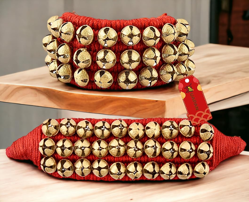 UAPAN Brass Ghungroo Anklets Bells For Women I 3 Line Pad I Red I 10 Pair I Perfect for traditional Indian dance