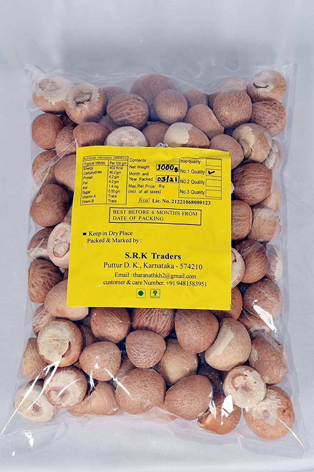 S.R.K Traders™ Whole Arecanut (Single Choll) | Pooja Supari | Betel Nut | Satta Supari | Whole Areca nut | 100gm