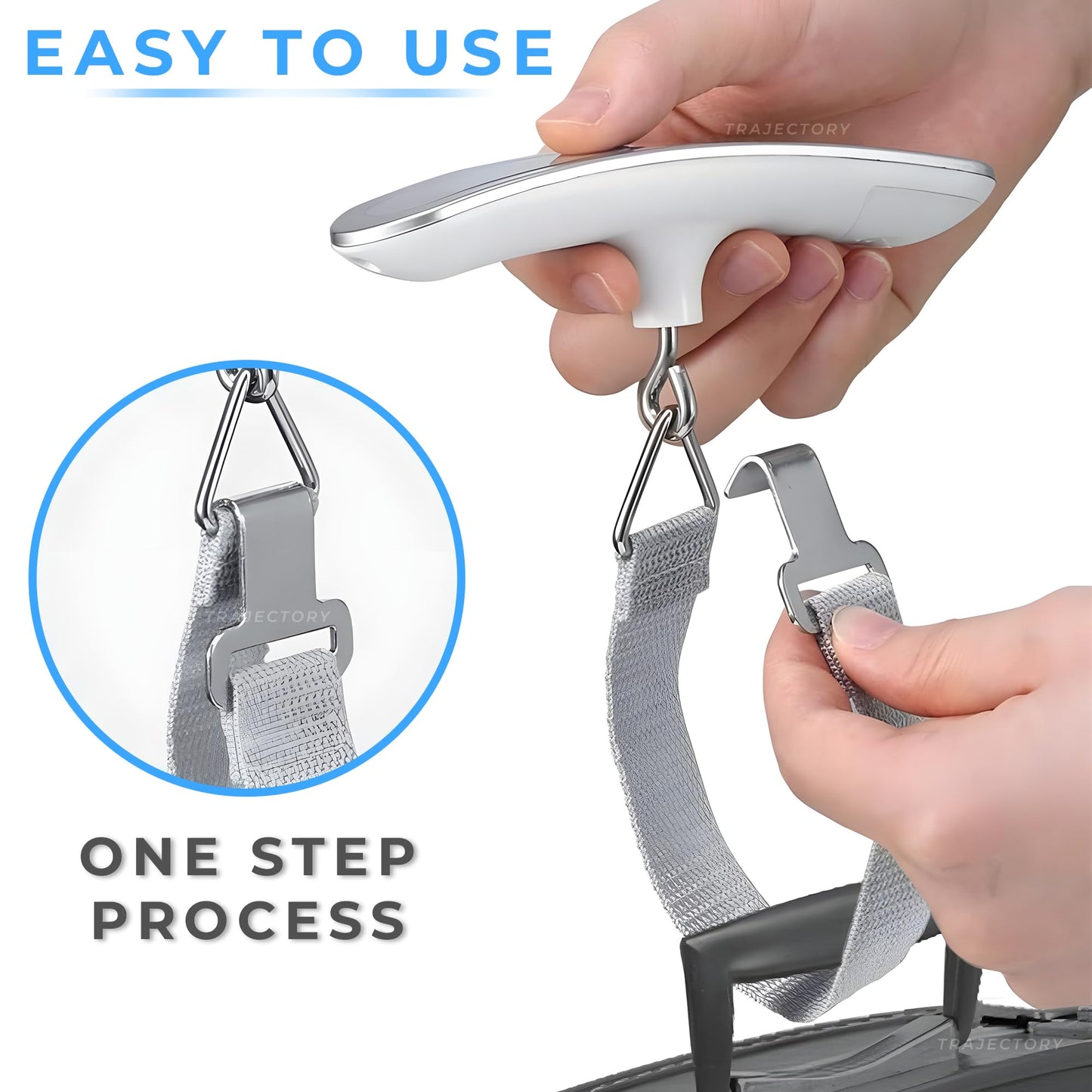 Trajectory Digital Luggage Scale with LCD Display Capable Up To 50 Kg - Precision Weighing for Bags in Airport Baggage Check-in, Travel, Flights, Home, and Grocery Shopping A1 Silver