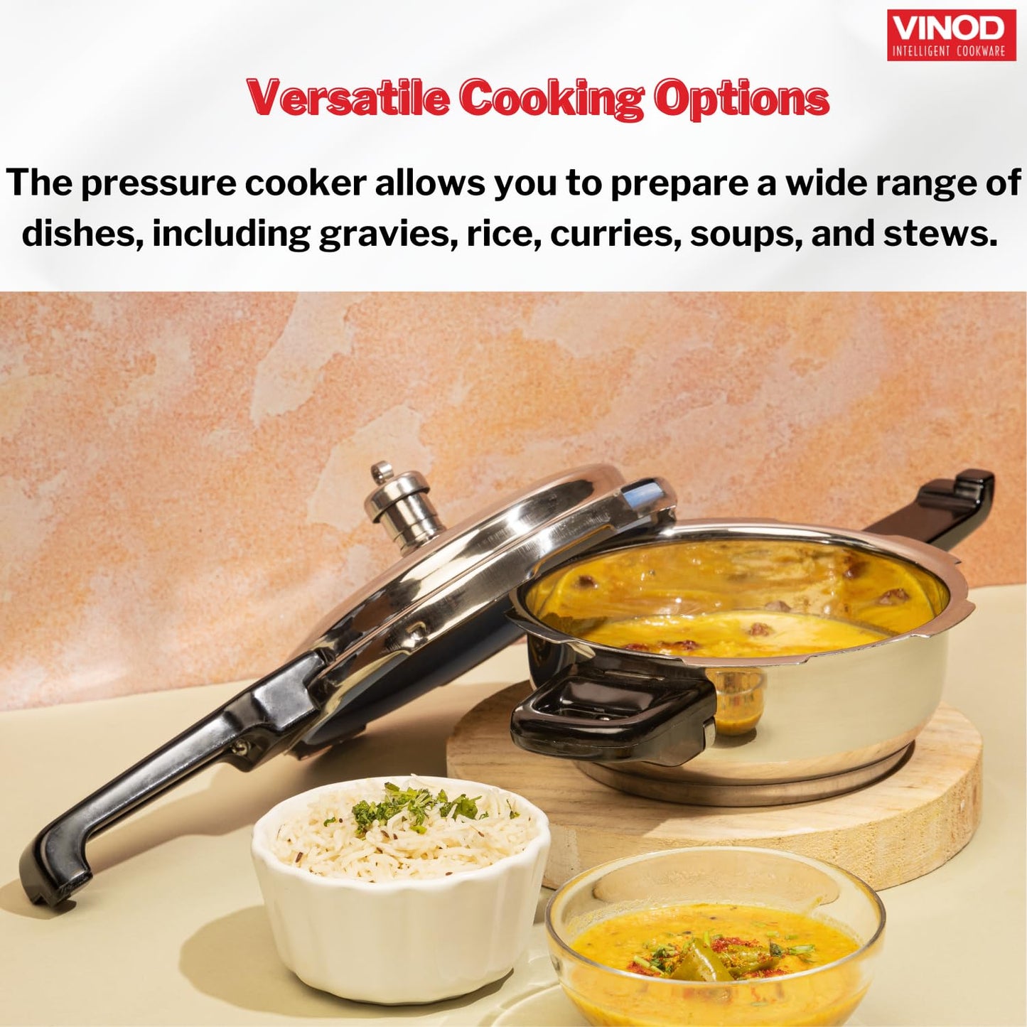 Vinod Stainless Steel Pressure Cooker 2 Litres | Also use as Deep Fry pan | Sandwich Bottom | Induction and Gas Stove Friendly | 2 Years Warranty | ISI and CE certified | Silver