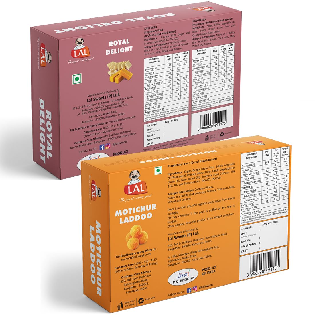 Royal Delight 400gm & Motichur Laddoo 400gm