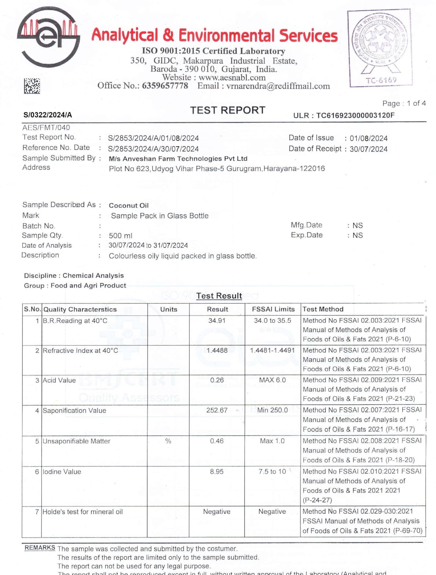 Anveshan Wood Pressed Coconut Oil - 1 Litre | Glass Bottle | Kolhu/Kacchi Ghani/Chekku | Natural | Chemical-Free | Coconut Oil for baby massage | Cold Pressed Coconut Oil for Cooking.