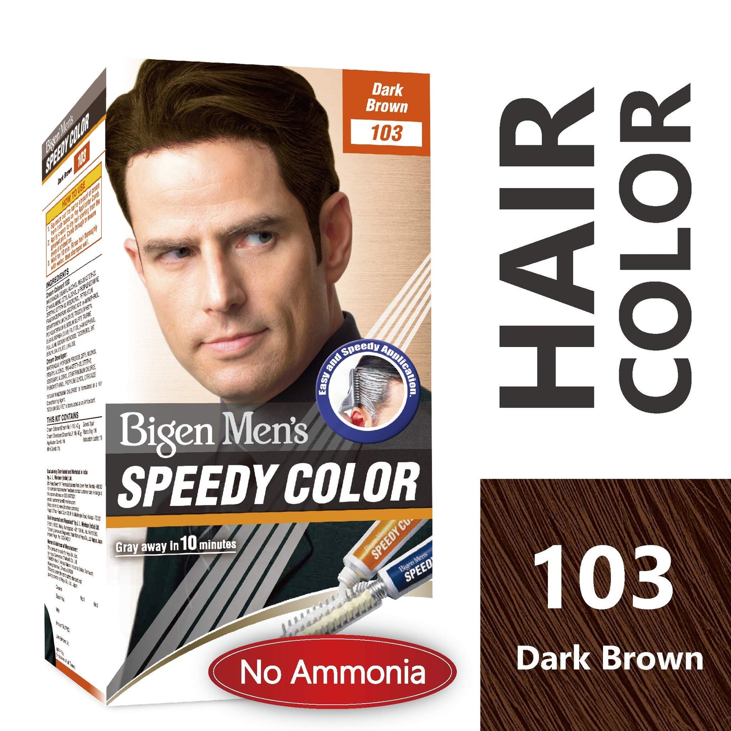 Bigen Men's Speedy Color, Hair Color, 80g - Dark Brown 103 (Pack of 1)