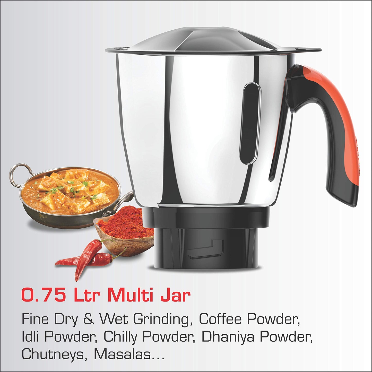 Vidiem Mixer Grinder 577 A Vector SS (Black) | 750-watt mixer grinder 3 Leakproof Jars with self-lock for wet & dry spices, chutneys & curries | 5 Years Warranty