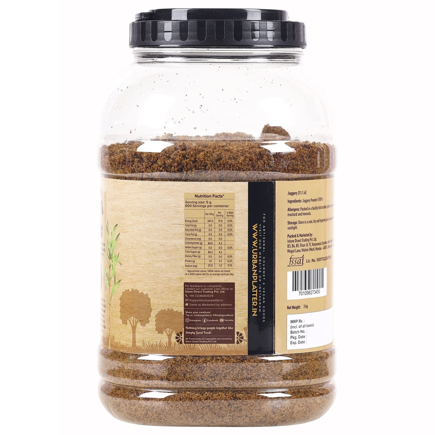 Urban Platter Jaggery Powder, 3Kg