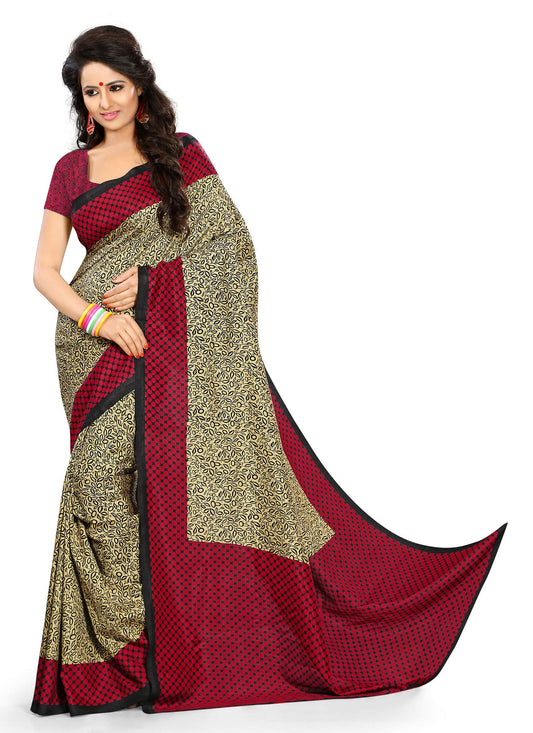 Vimla Women's Malgudi Silk Uniform Saree With Blouse Piece (2110_Multicolor_Free Size)