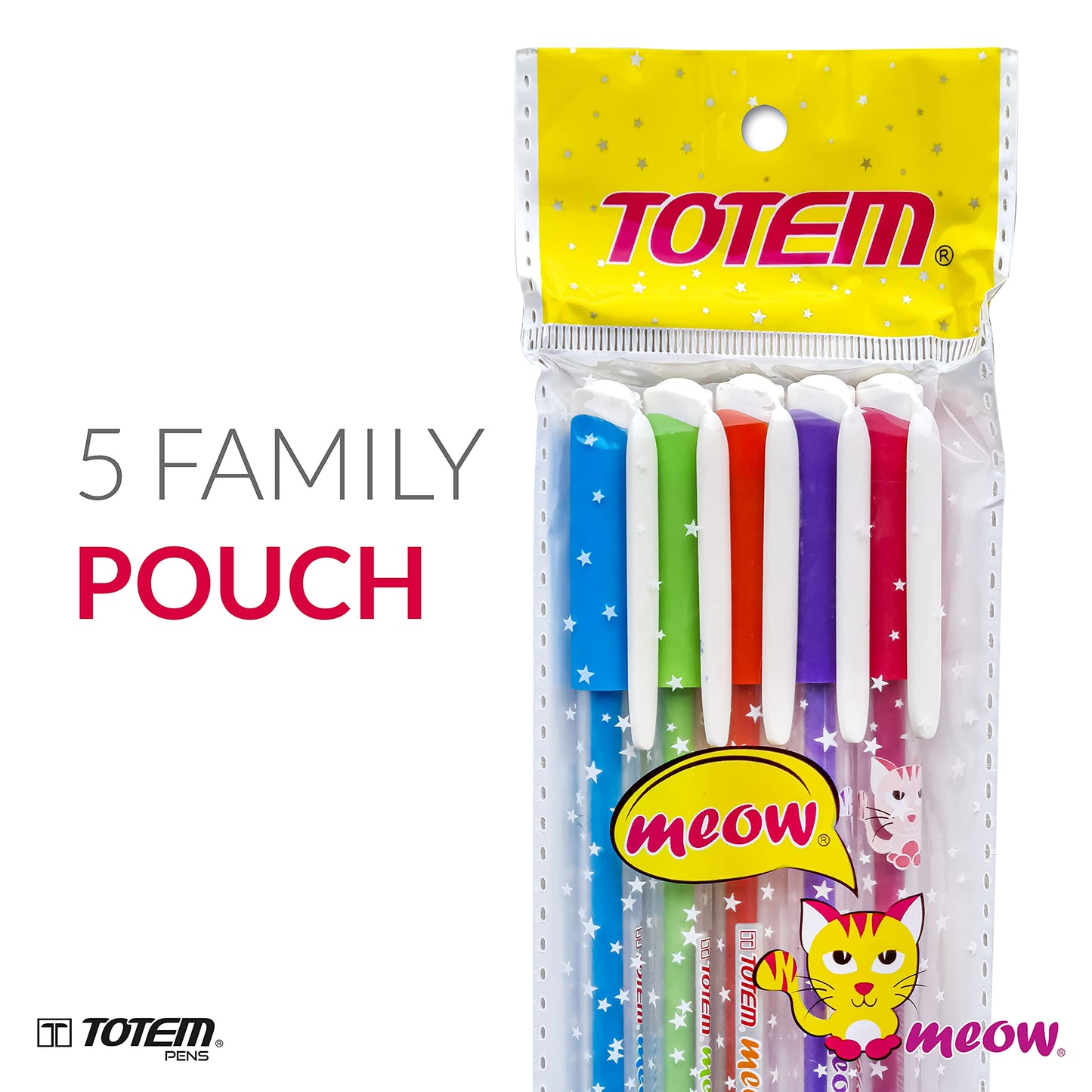 Totem Win Pens Theme of Colourful Cats Meow 0.7 mm Tip for Smooth & Dark Writing Ball Pens for Stylish Girls Cute Pens, School, Office & Business - 100 Pcs (50 Blue Ink & 50 Black Ink)