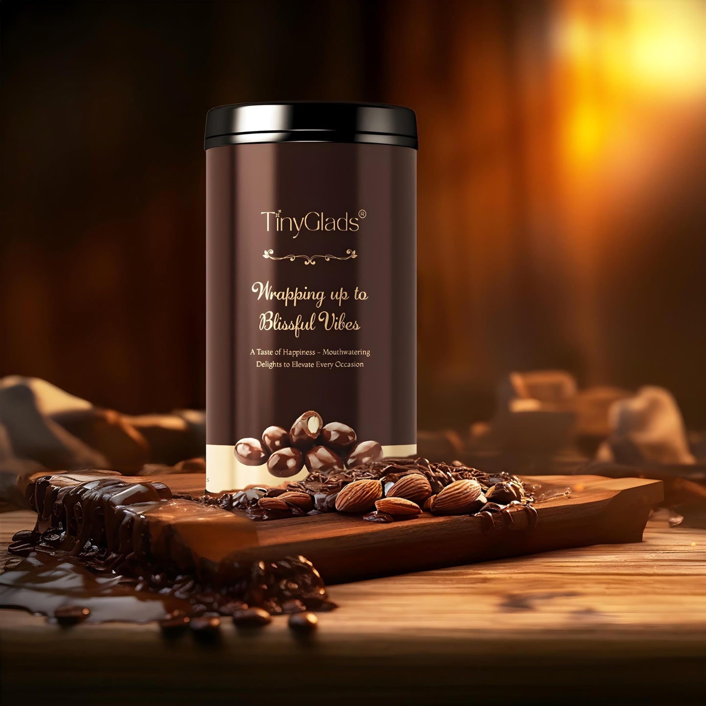 TinyGlads Dark Premium Chocolate Coated Almonds Jar- 250 Grams