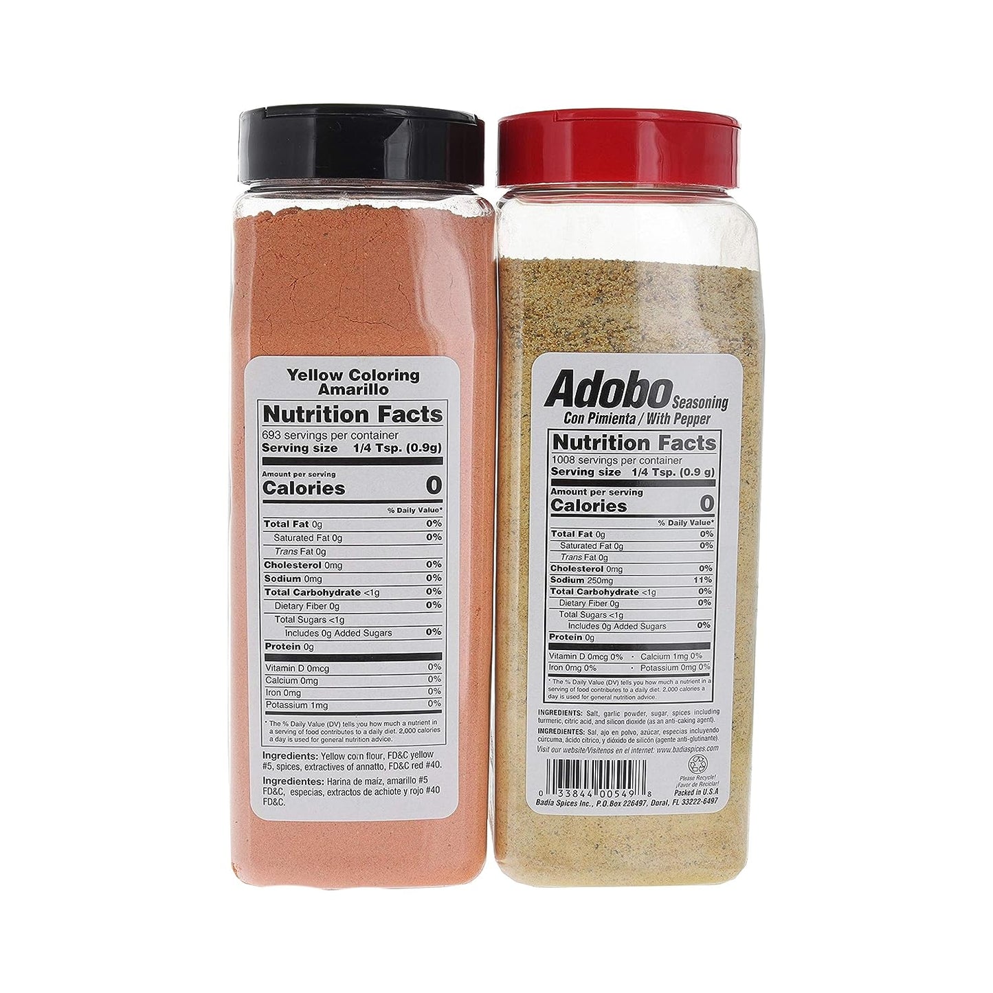 Badia Adobo with Pepper and Yellow Coloring Seasoning Bundle (Set of 2) - Seasonings for Chicken, Spanish Dishes, and More - Comes with a Premium Penguin Recipe Card