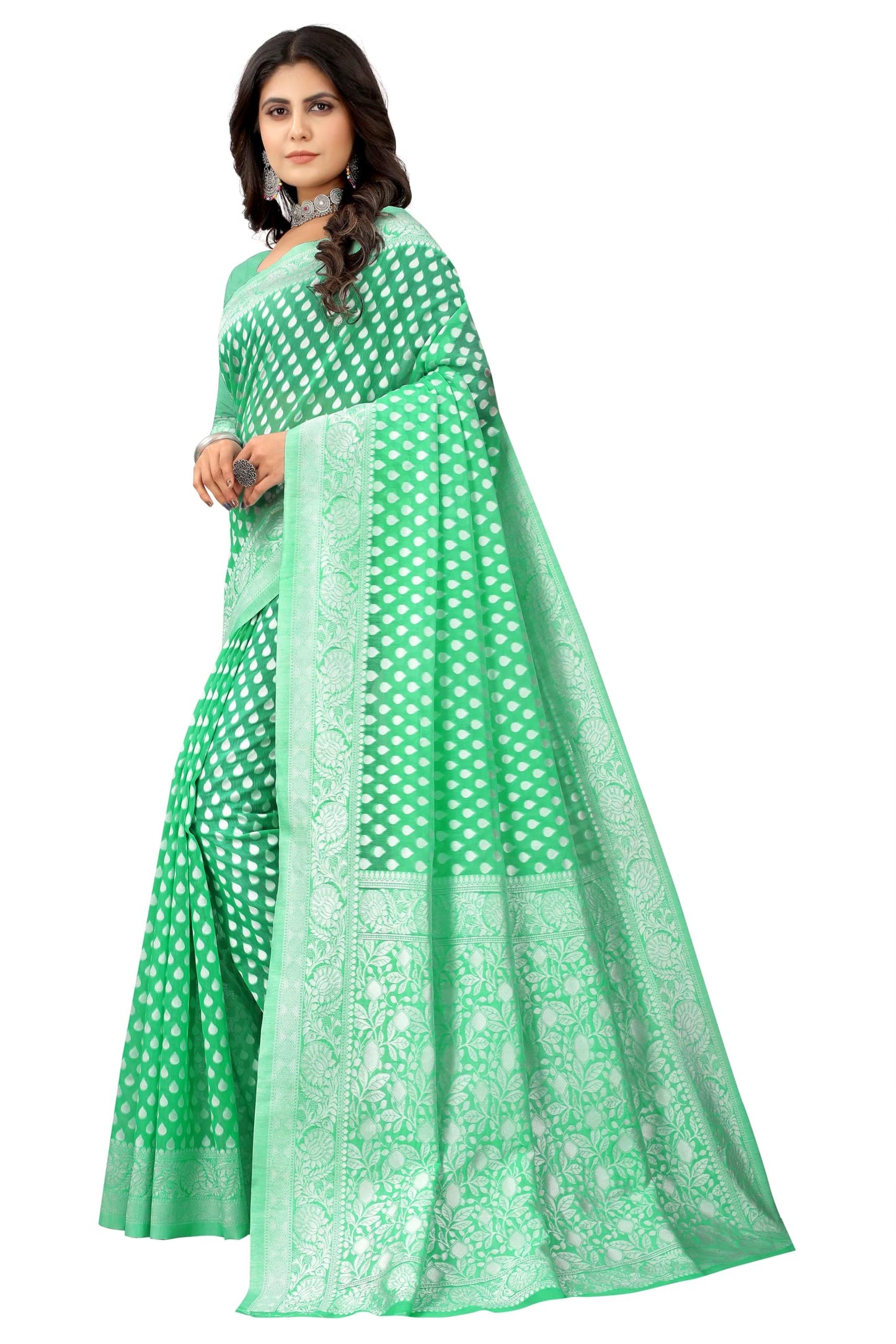 Sugathari Women's Banarasi Saree Pure Kanjivaram Silk Saree Soft new ladies 2023 Design Wear Pattu Sarees Latest Cotton Party Sari collections With Blouse Piece for Wedding sadi (SAM PARI-155 GREEN)