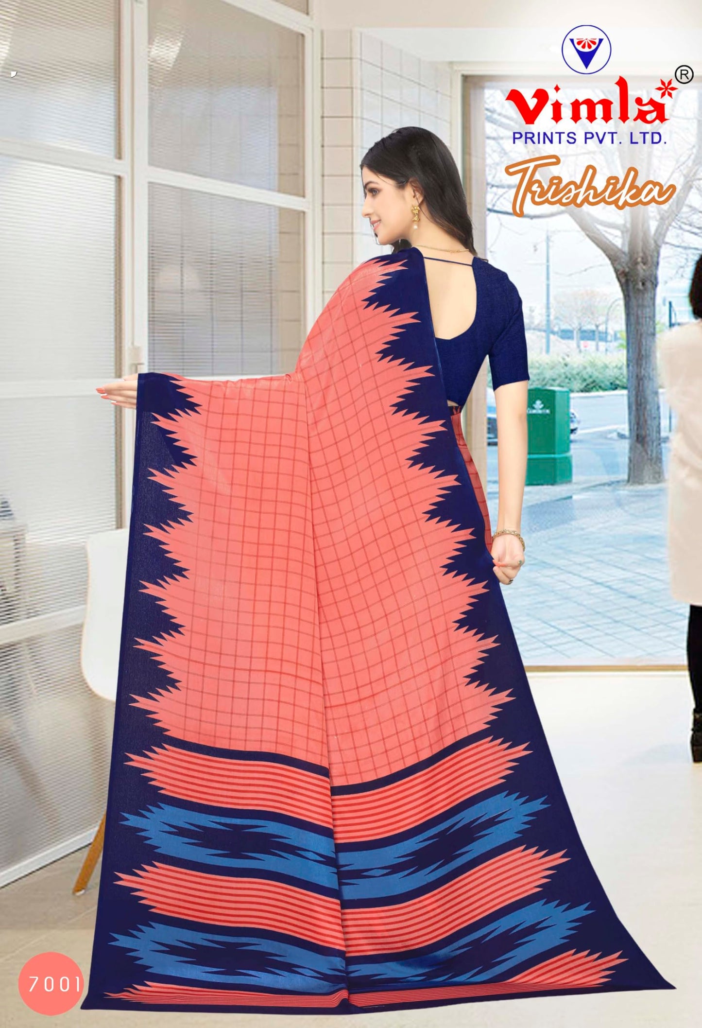 Vimla Women's Pink Turkey Art Silk Uniform Saree with Blouse Piece (7001 Pink_Free Size)