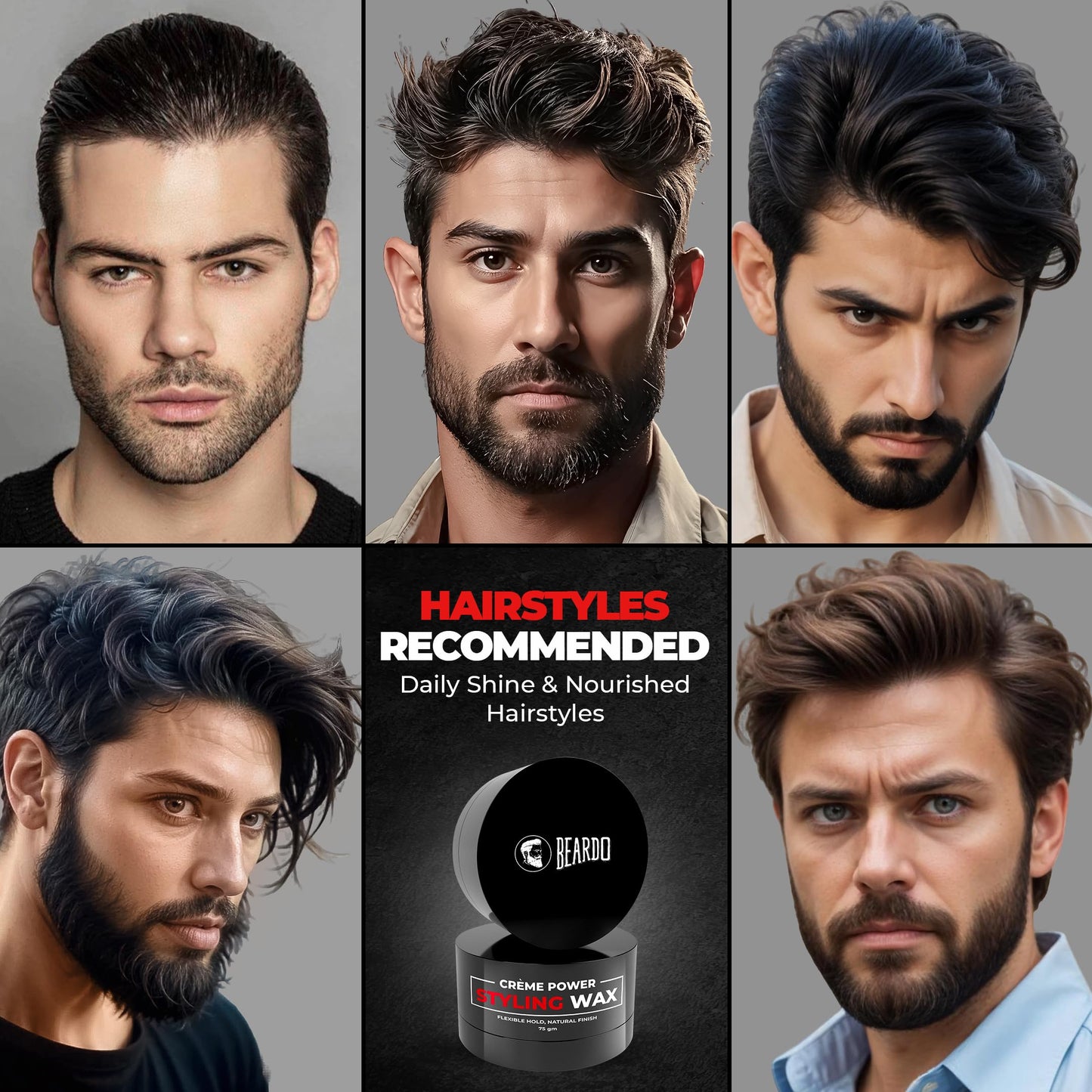 4x Beardo Creme Power Styling Wax, 75 gm each - Pack of 4