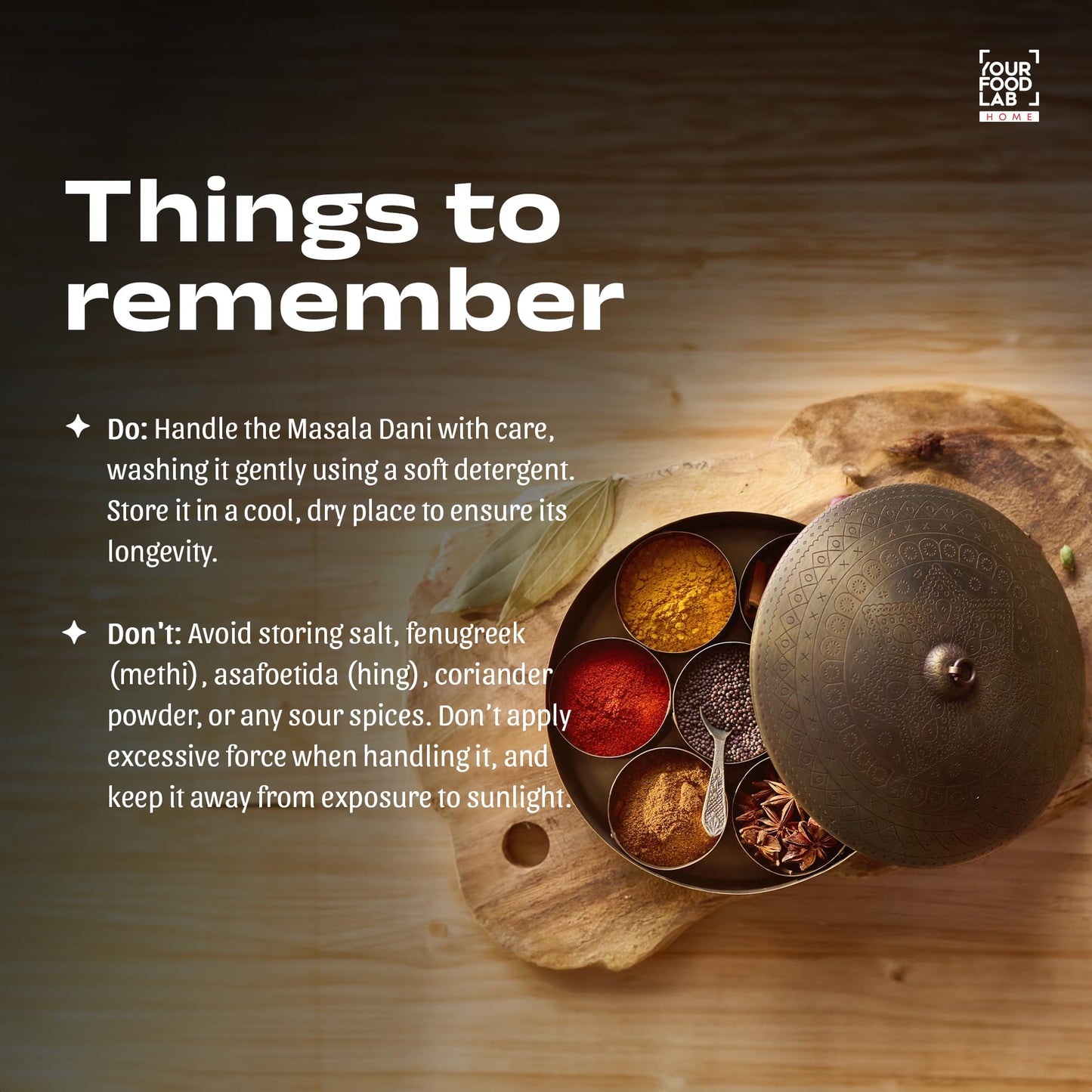 YFL HOME Brass Spice Box for Kitchen with Spoon (Pure Brass, 7 Detachable containers, 100 ML) | Masala box for Kitchen | Spice Storage Container | Stylish Masala Dani for gift