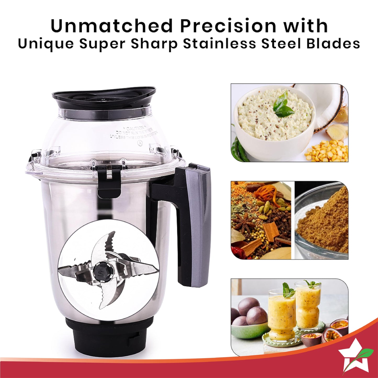 Wonderchef Galaxy Mixer Grinder 750 100% Copper Motor, 4 Stainless Steel Jars, Black & Grey, 5 Years Warranty