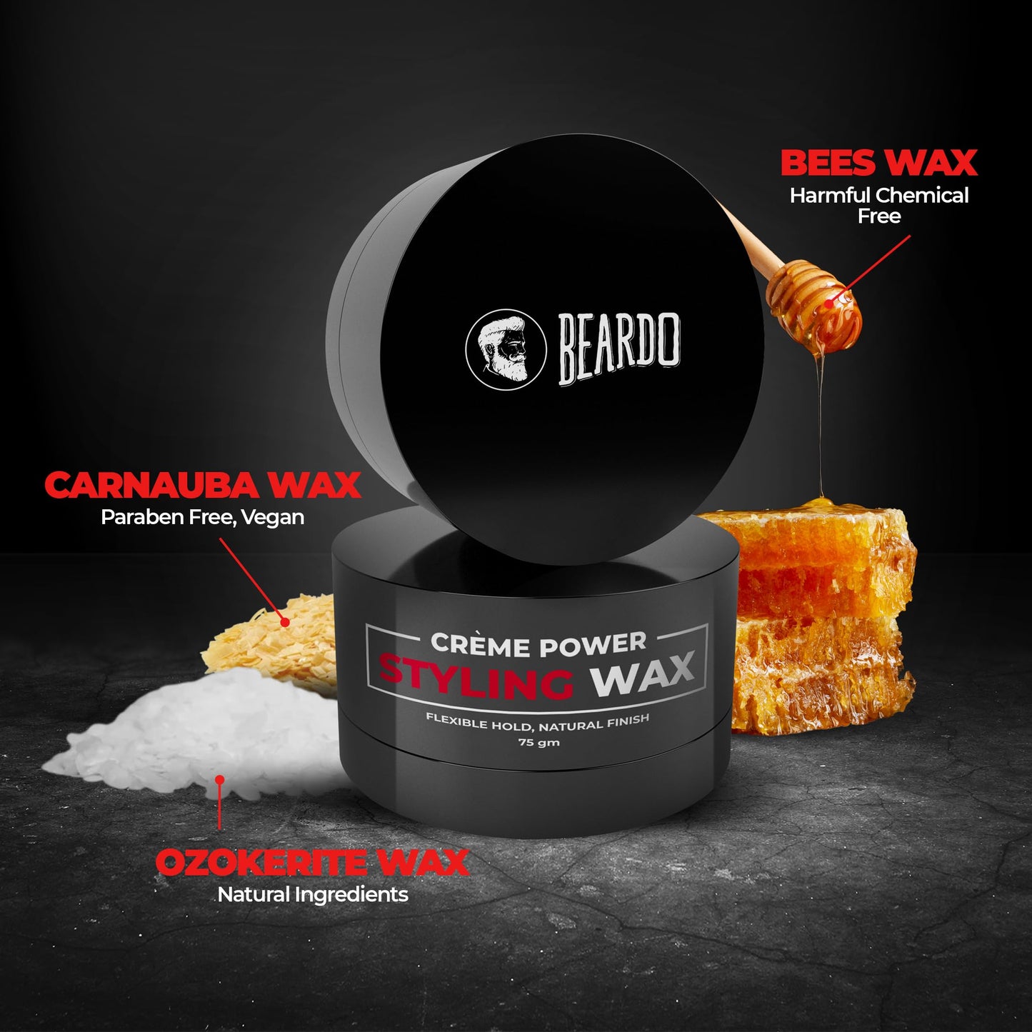 4x Beardo Creme Power Styling Wax, 75 gm each - Pack of 4