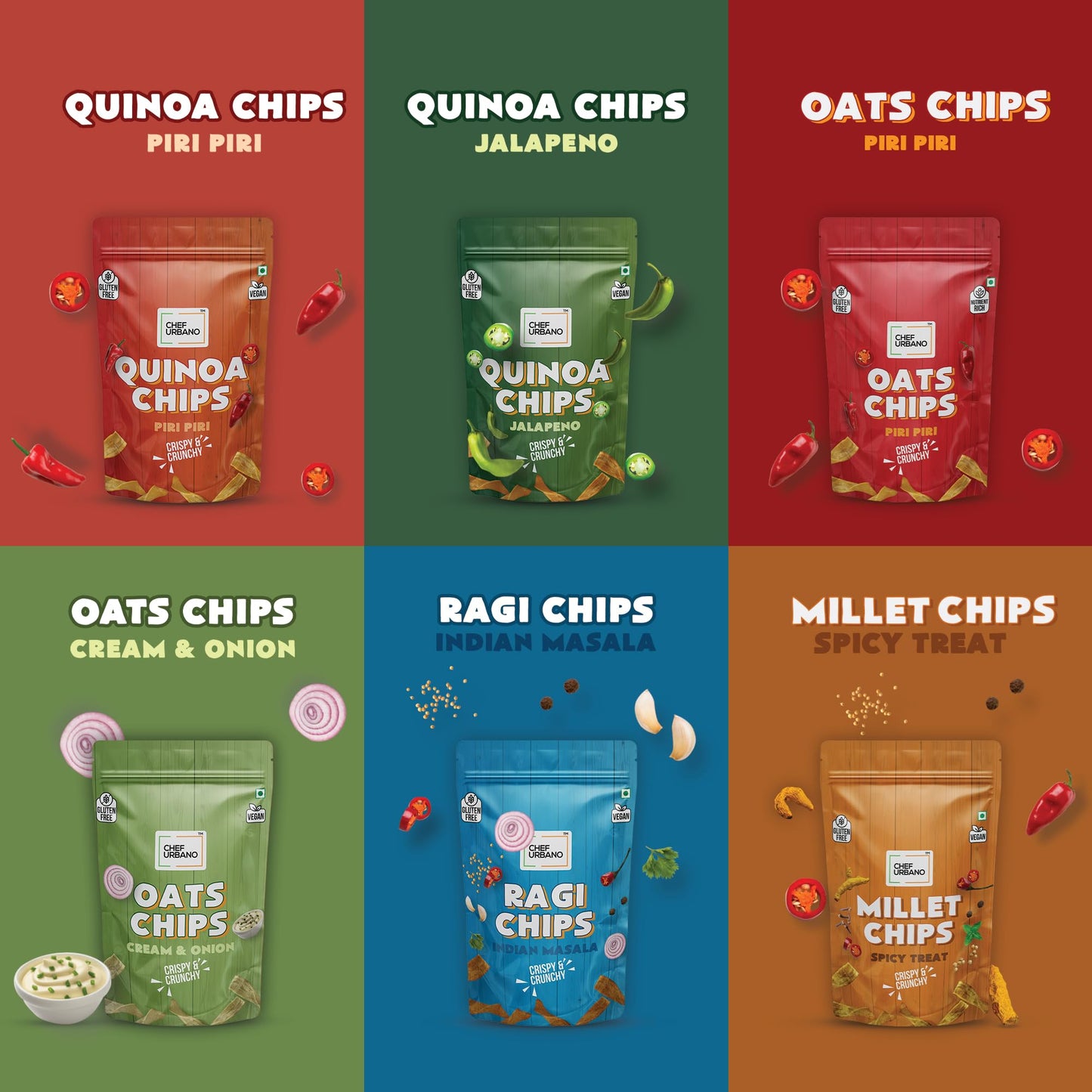 15x Chef Urbano Quinoa Chips Jalapeno - 85g each - Pack of 15