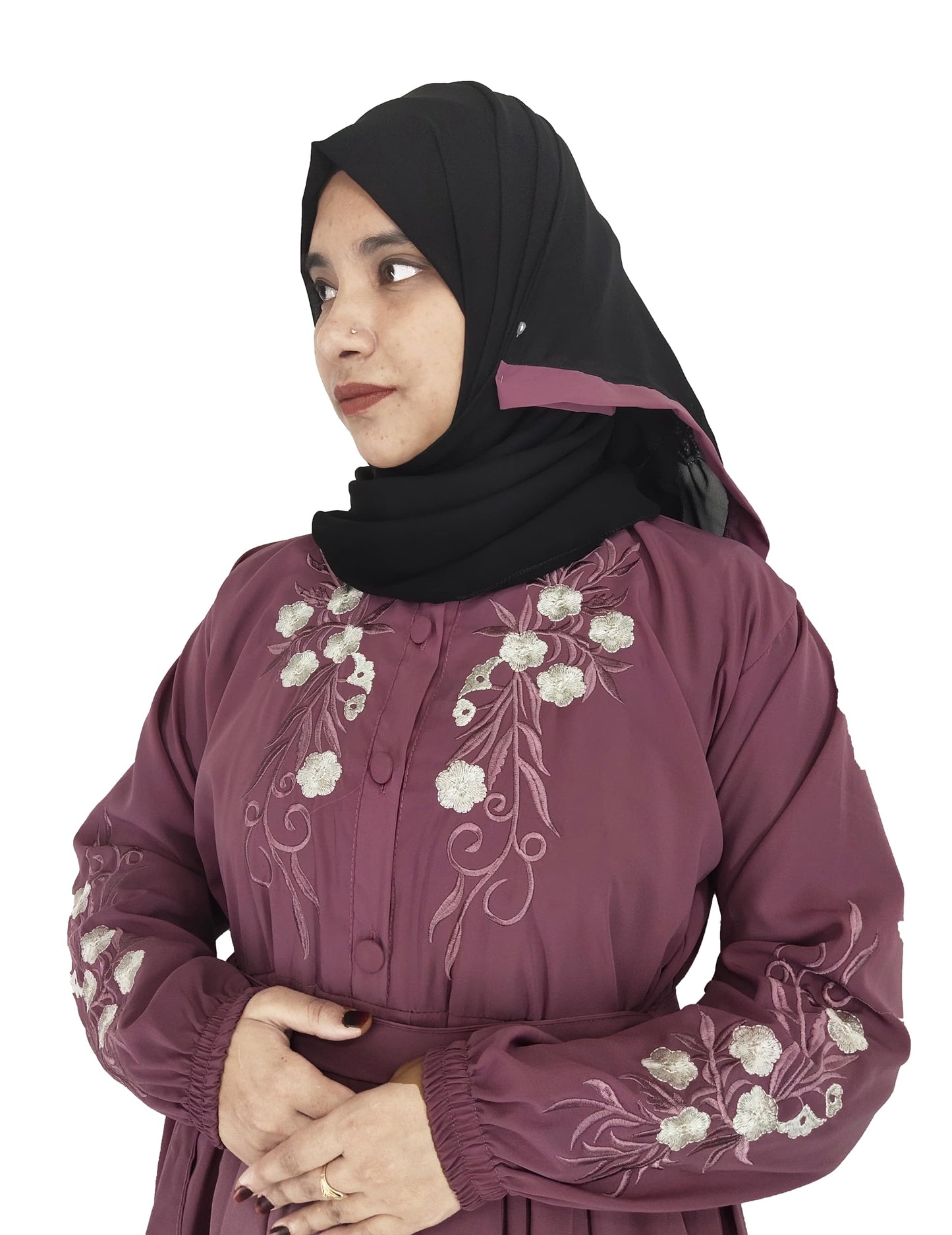 BURAQUE DESIGNER Free Size Muslim Burqa/Abaya & Burkha Dress for Muslim women and Girl's (E16-Purple-Burkha)