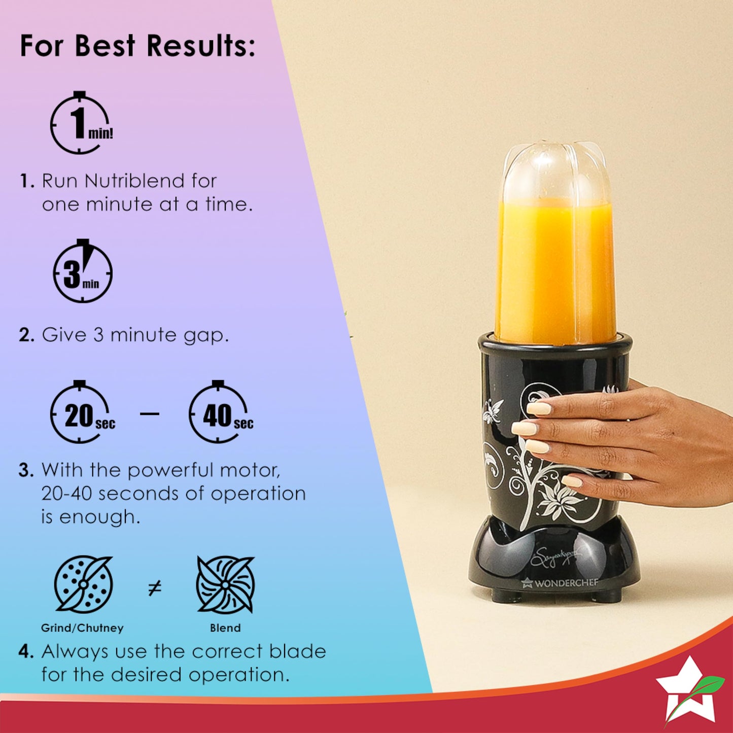 Wonderchef Nutri-blend Juicer, Mixer, Grinder| 500 watts 100% Full Copper Motor| Complete Kitchen Machine|4 Unbreakable Jars|2 Years Warranty|Recipe Book By Chef Sanjeev Kapoor|Black