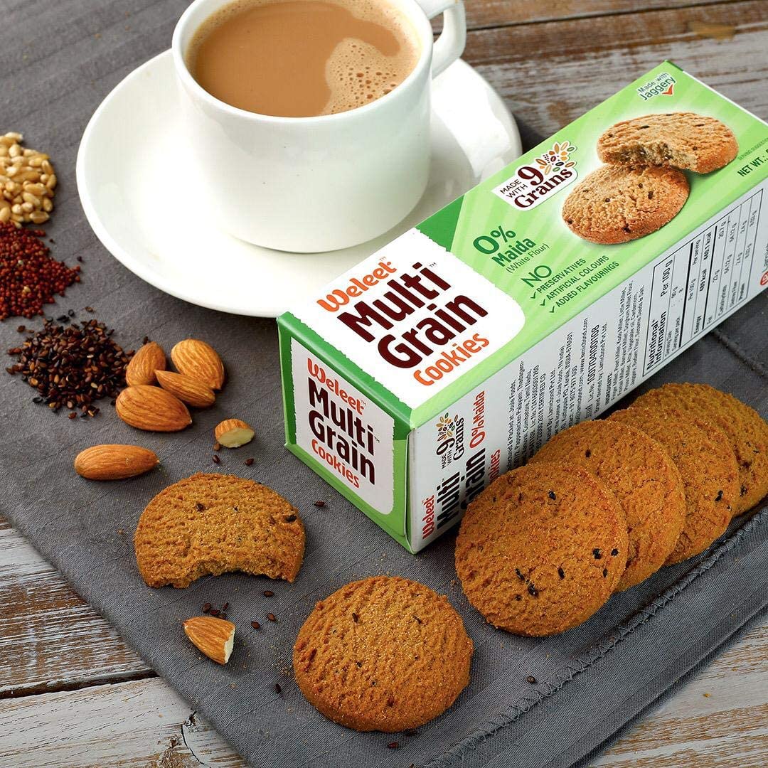 Weleet Assorted Pack Of Multi Grain, Millet, Ragi & Banana Millet Digestive Cookies|Home/Office Snack|Free Of White Sugar & White Flour|100% Natural & Healthy (4 Flavours-360 Gm)