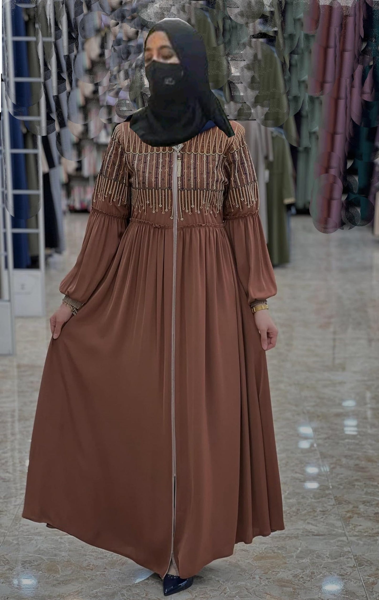 BURAQUE DESIGNER Abaya for Girls and Women Stylish Design Stitched Burqa Dress (E10-Brown-Burkha)