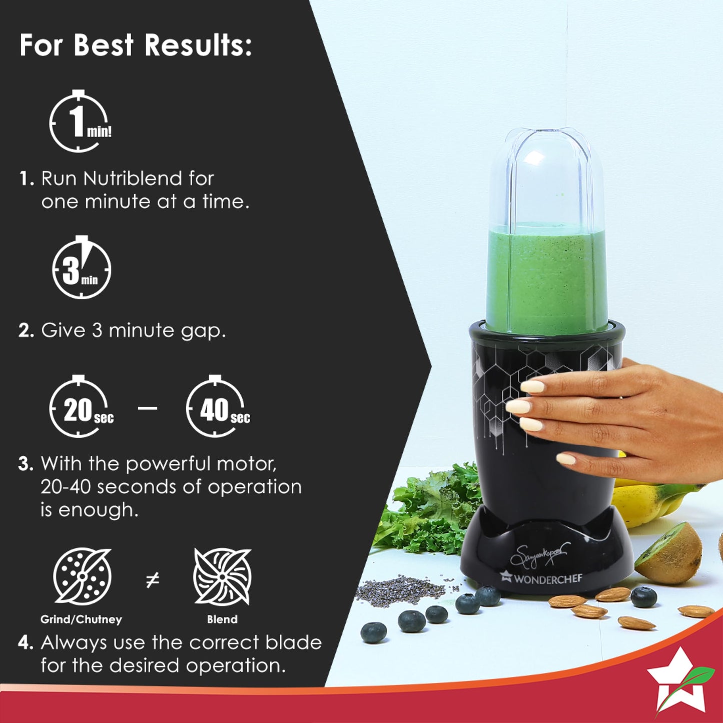 Wonderchef Nutri Blend Photon with Sipper Lid|Mixer, Grinder,Blender & Smoothie Maker|22000 RPM, 400W 100% Full Copper Motor|2 Unbreakable Jars|2 Year Warranty|Recipe book by Chef Sanjeev Kapoor|Black