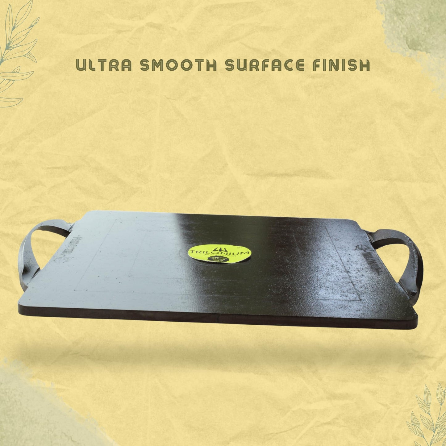 Trilonium Triple-Seasoned Iron Boulder Square Griddle pathri Tawa 30 x 30 cms | Ultra Smooth | Weights 5.8 Kgs