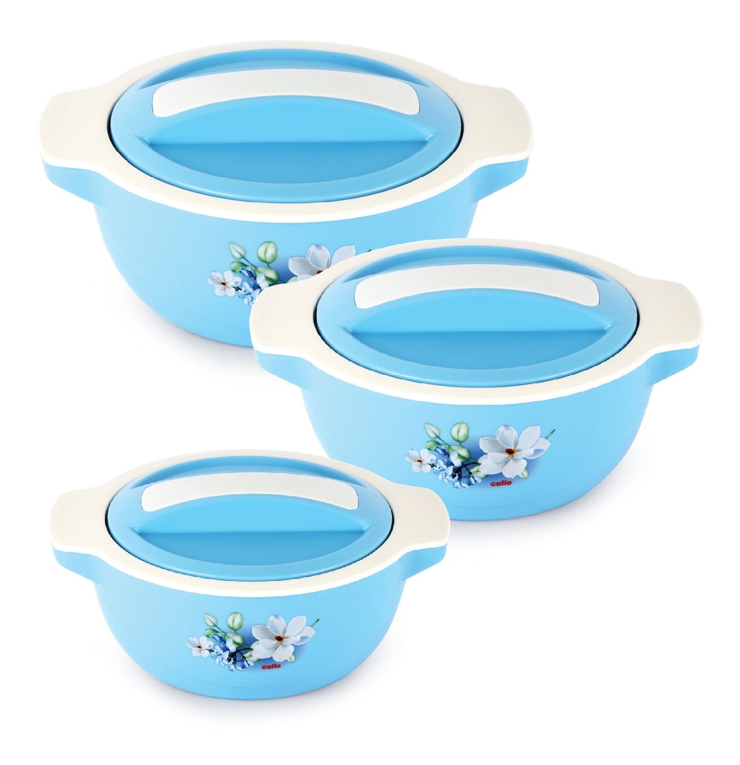 Blue|Vista Insulated Casserole, Set of 3 / 500ml+1000ml+1500ml