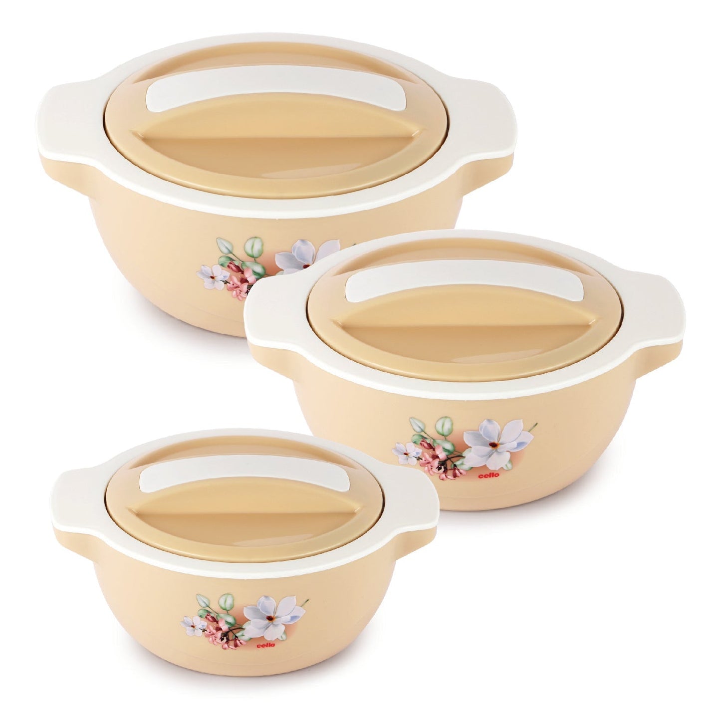 Beige|Vista Insulated Casserole, Set of 3 / 500ml+1000ml+1500ml